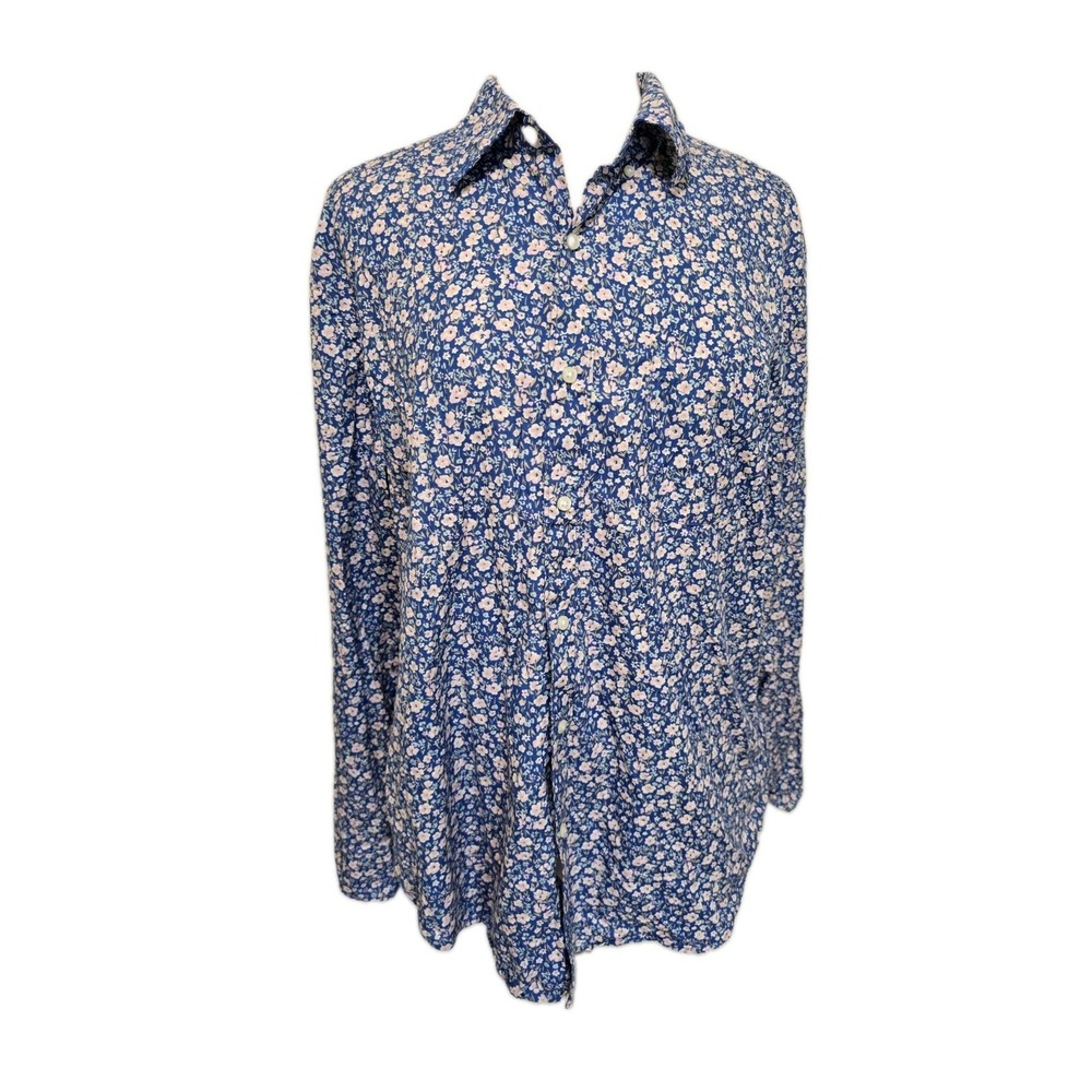 j Crew Mens Untucked Secret Wash cotton Button Down Shirt Size Large Blue Floral